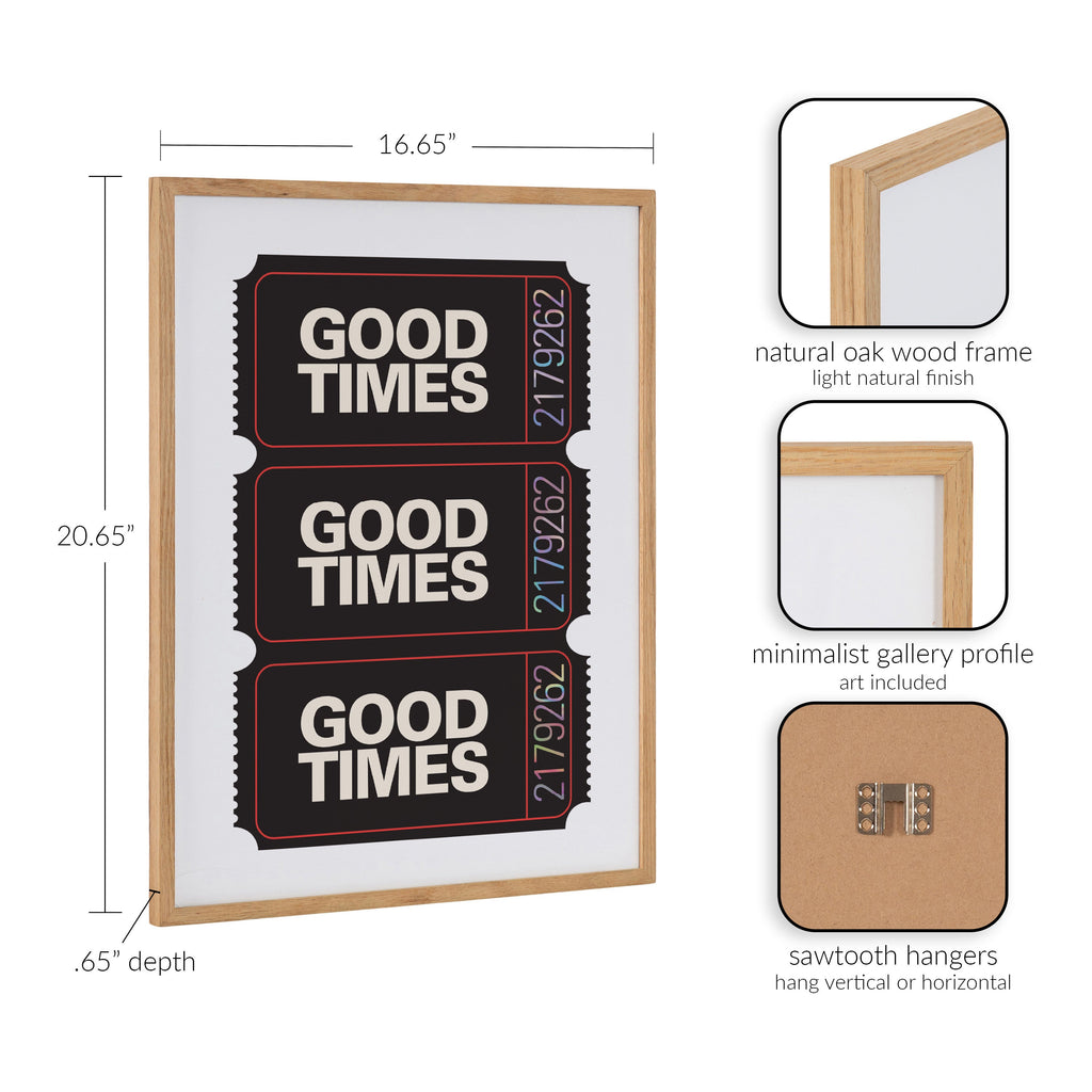 Gallery Preppy Retro Positive Quote Good Times Ticket Print by The Creative Bunch Studio